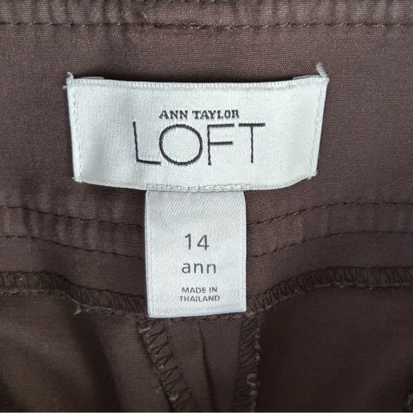 Loft Ann Taylor “ANN” Pants Size 14 High Rise Chocolate Brown Wide Leg Pockets - Picture 7 of 9